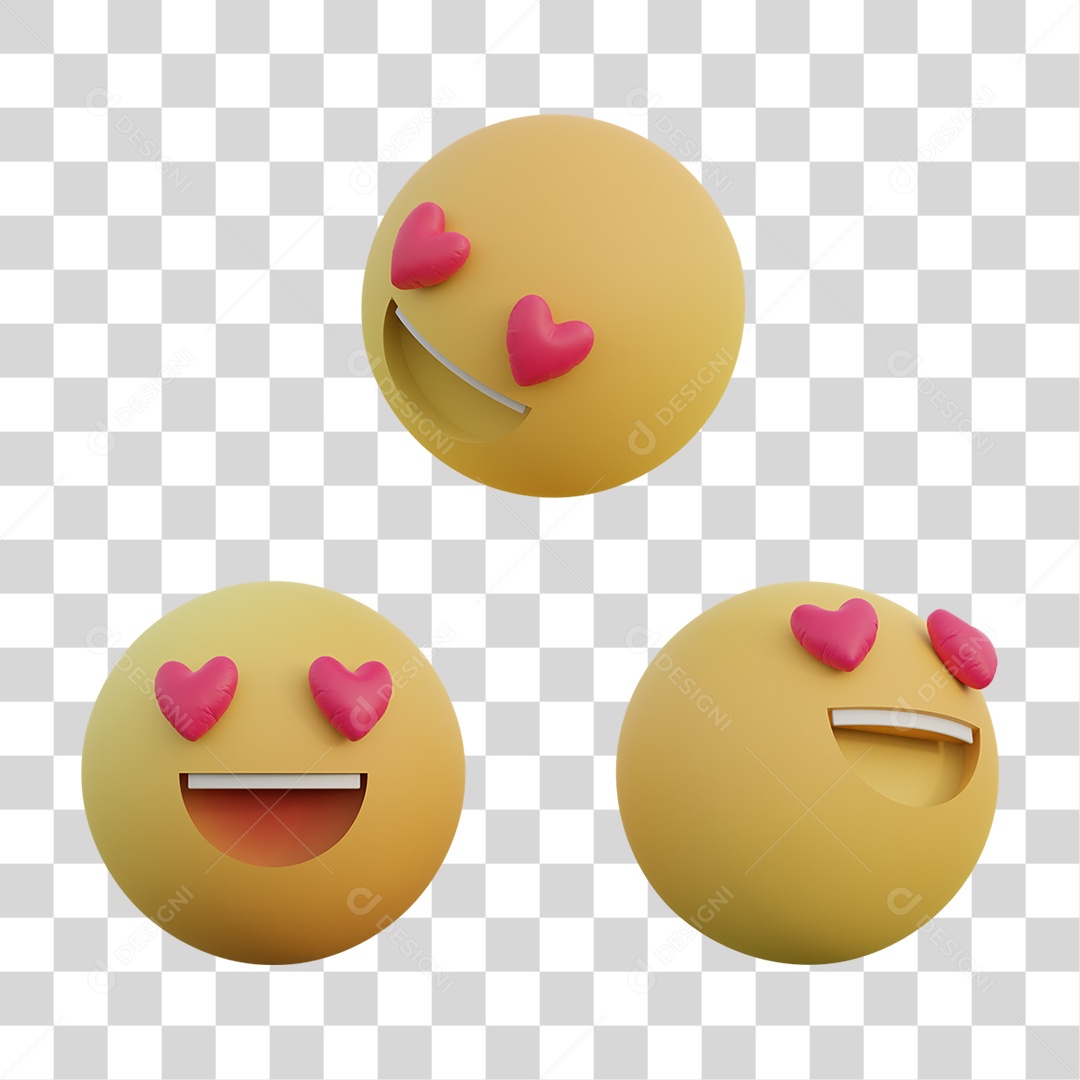 Emoji Carinha com Coração PNG Transparente