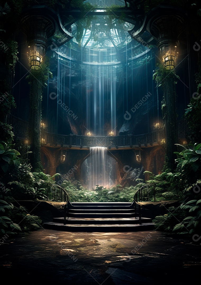 Fundo detalhado de folhagens e plantas, cenas rústicas e interiores