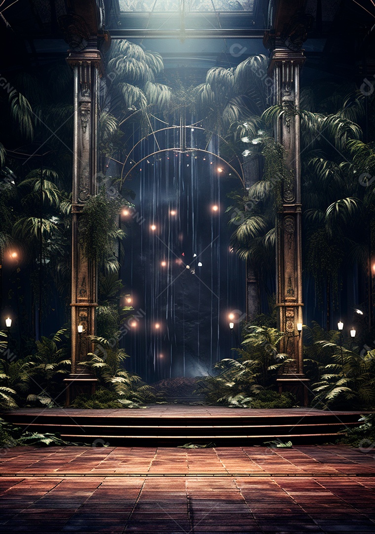 Fundo detalhado de folhagens e plantas, cenas rústicas e interiores