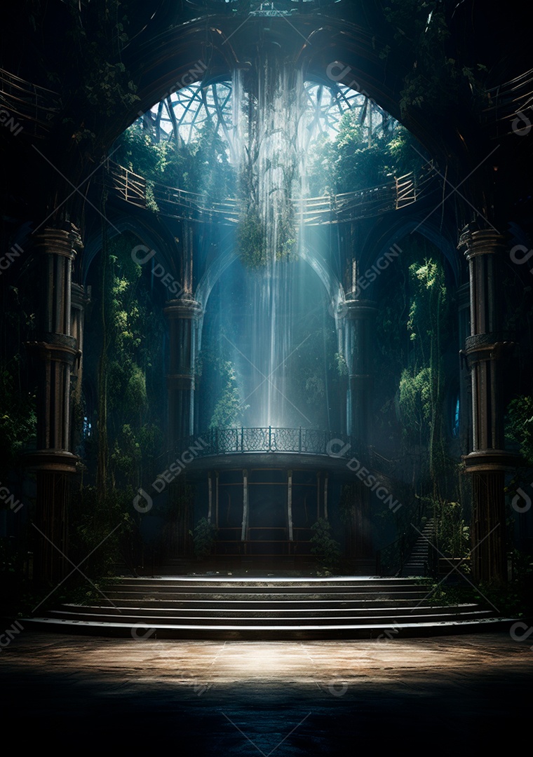 Fundo detalhado de folhagens e plantas, cenas rústicas e interiores