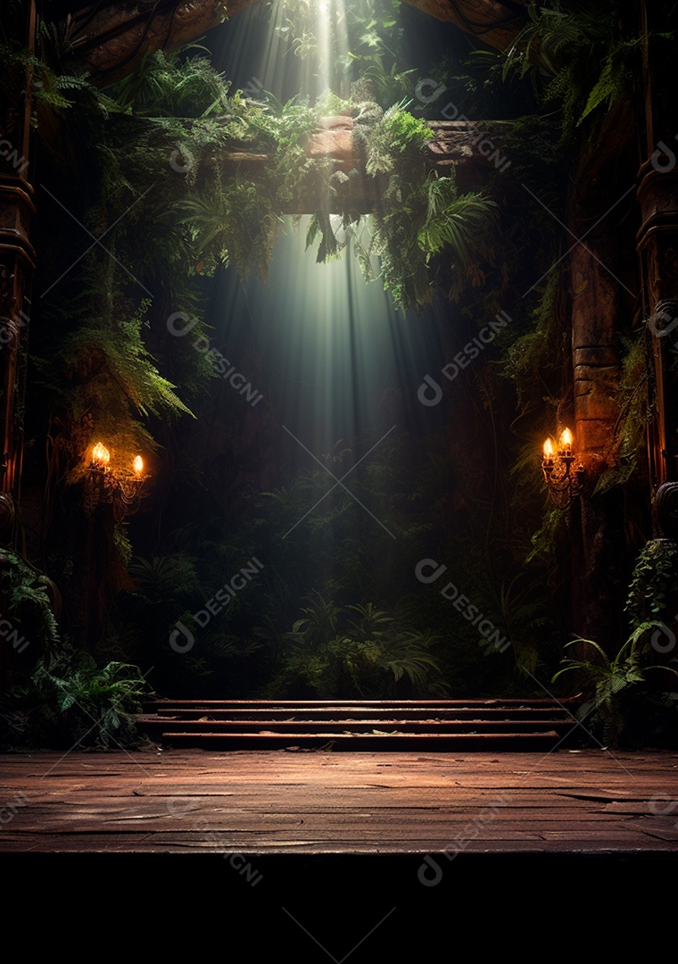 Fundo detalhado de folhagens e plantas, cenas rústicas e interiores