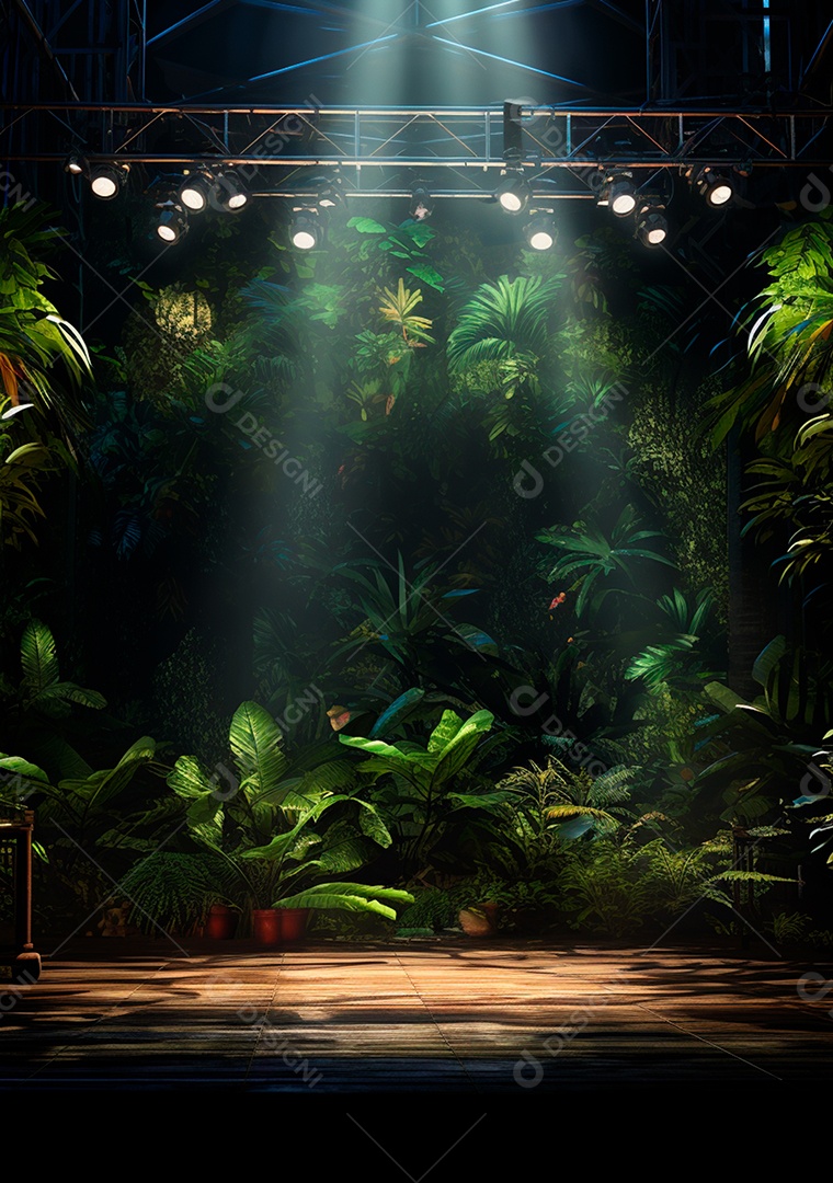 Fundo detalhado de folhagens e plantas, cenas rústicas e interiores