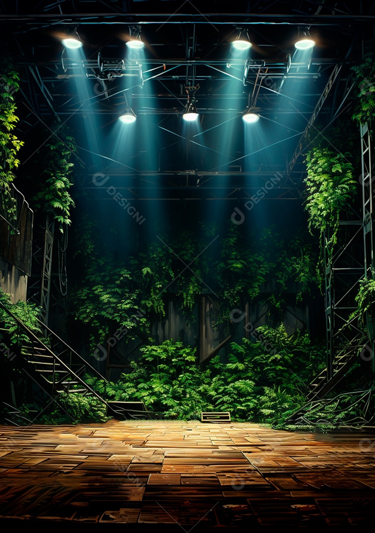 Fundo detalhado de folhagens e plantas, cenas rústicas e interiores