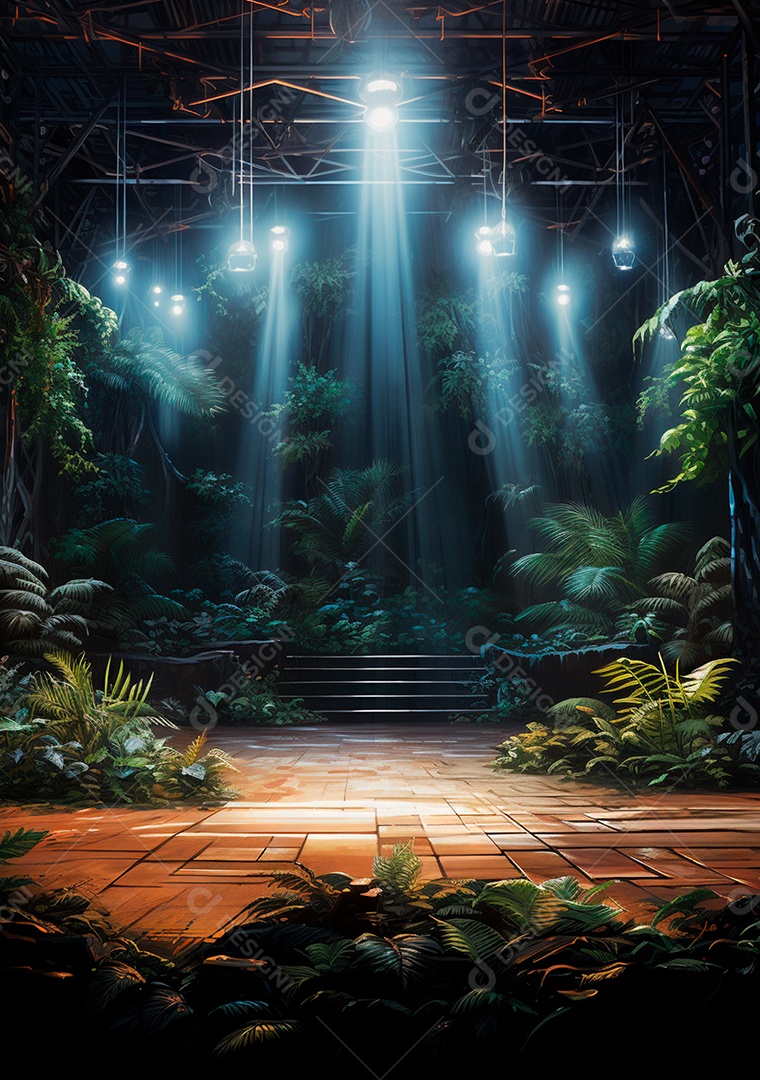 Fundo detalhado de folhagens e plantas, cenas rústicas e interiores