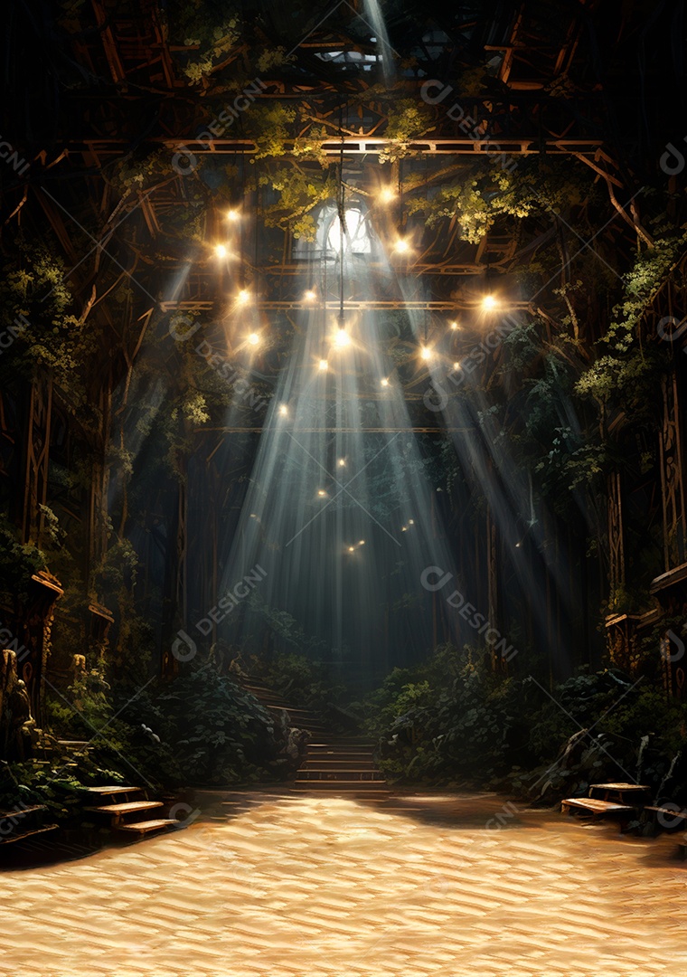 Fundo detalhado de folhagens e plantas, cenas rústicas e interiores