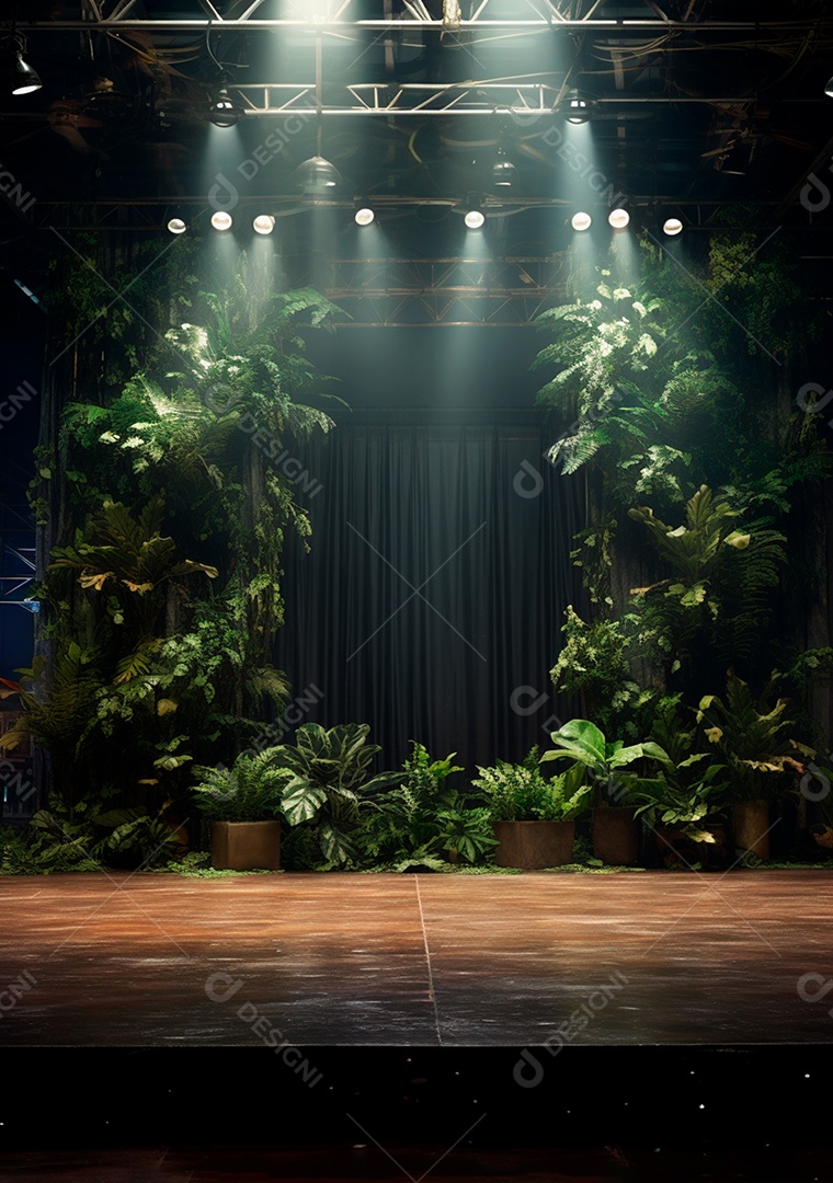 Fundo detalhado de folhagens e plantas, cenas rústicas e interiores