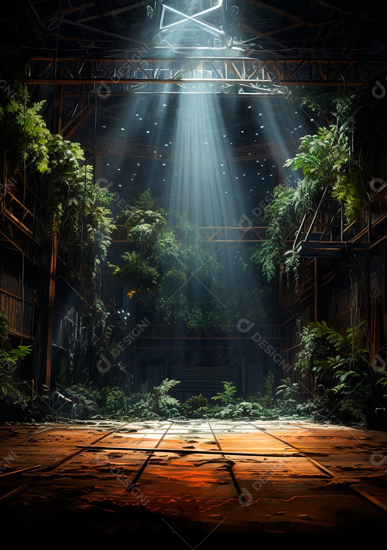 Fundo detalhado de folhagens e plantas, cenas rústicas e interiores