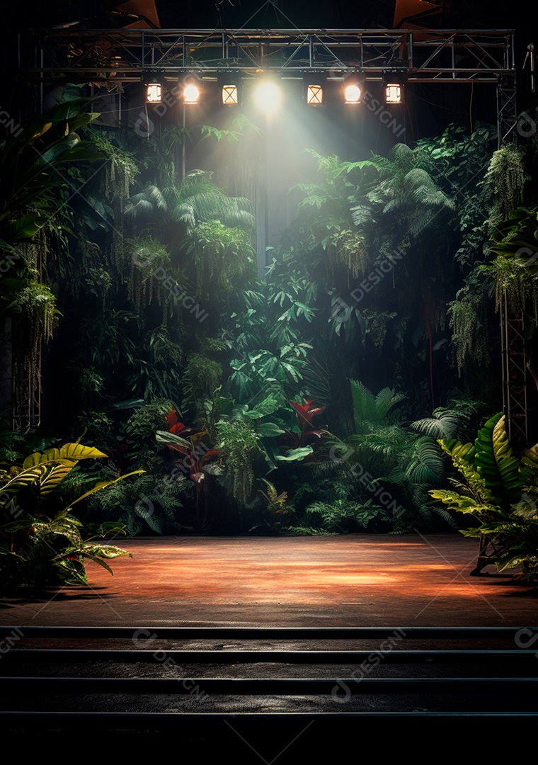 Fundo detalhado de folhagens e plantas, cenas rústicas e interiores