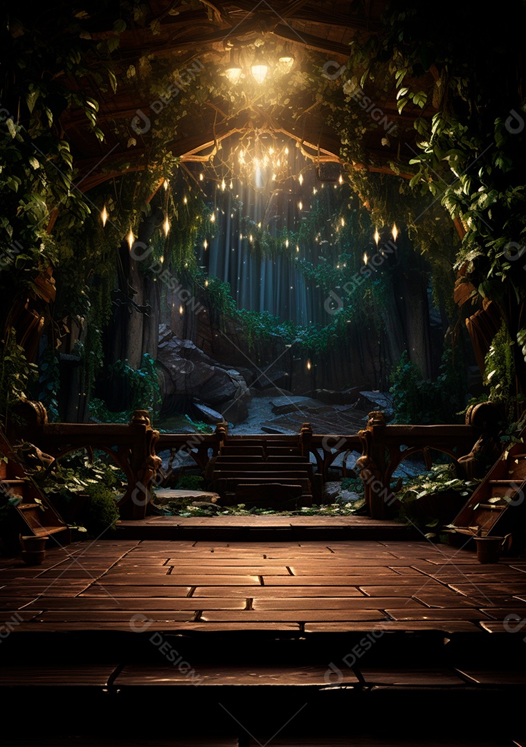 Fundo detalhado de folhagens e plantas, cenas rústicas e interiores