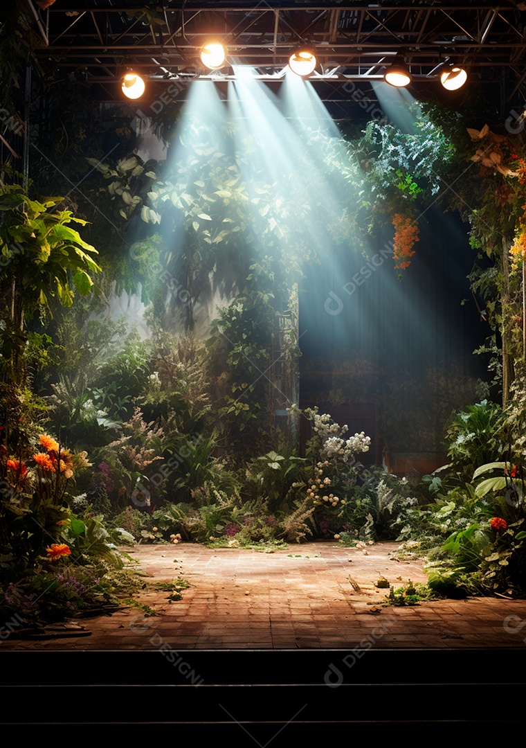 Fundo detalhado de folhagens e plantas, cenas rústicas e interiores