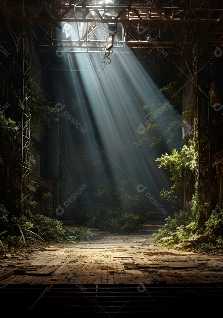 Fundo detalhado de folhagens e plantas, cenas rústicas e interiores