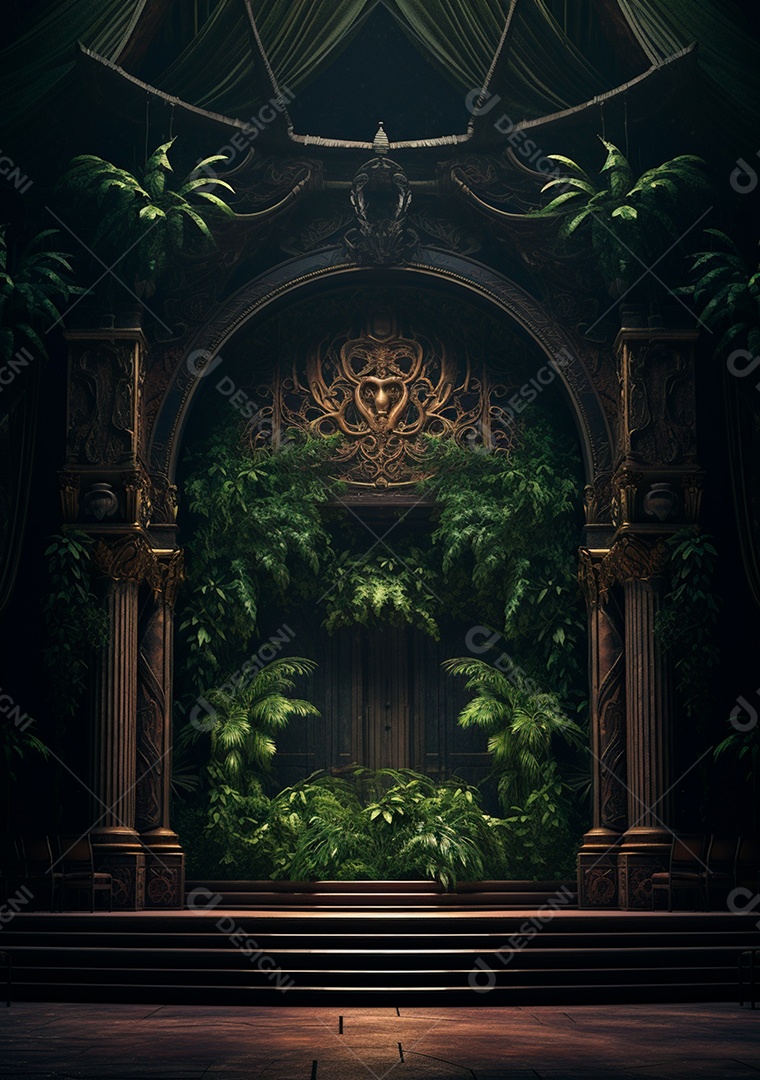 Fundo detalhado de folhagens e plantas, cenas rústicas e interiores