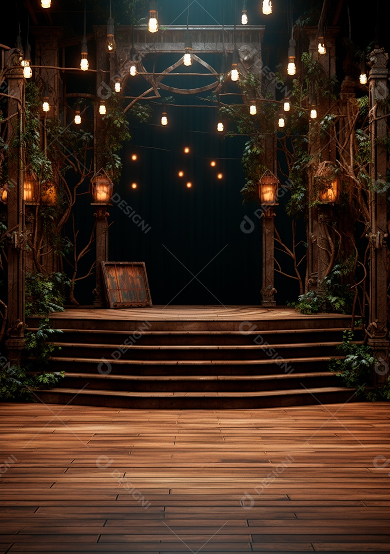 Fundo detalhado de folhagens e plantas, cenas rústicas e interiores