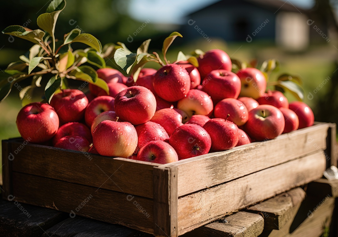 Verduras sobre uma caixa de madeira em uma mesa de madeira