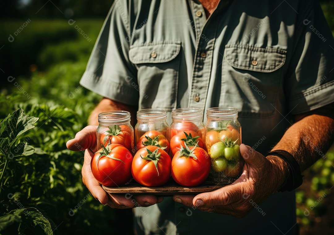 Verduras sobre uma caixa de madeira em uma mesa de madeira