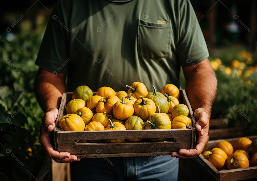 Verduras sobre uma caixa de madeira em uma mesa de madeira