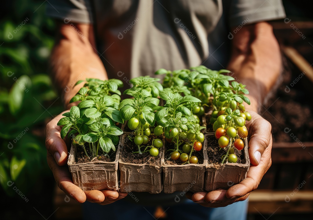 Verduras sobre uma caixa de madeira em uma mesa de madeira
