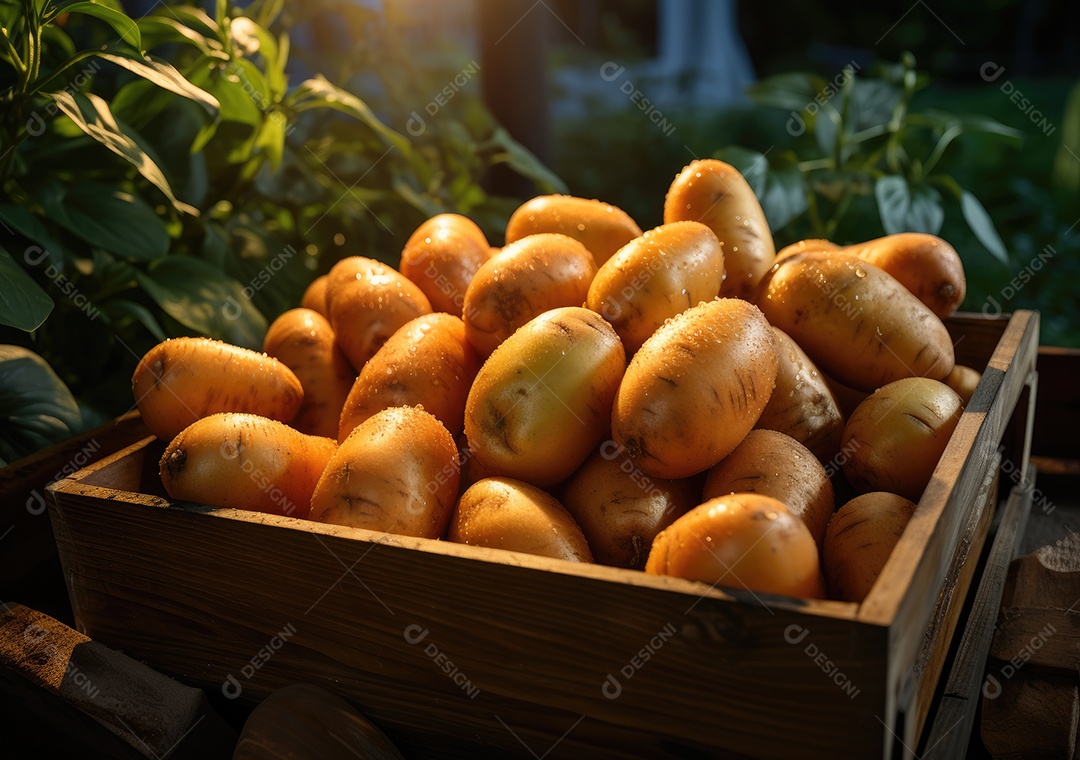 Caixa de madeira com verduras