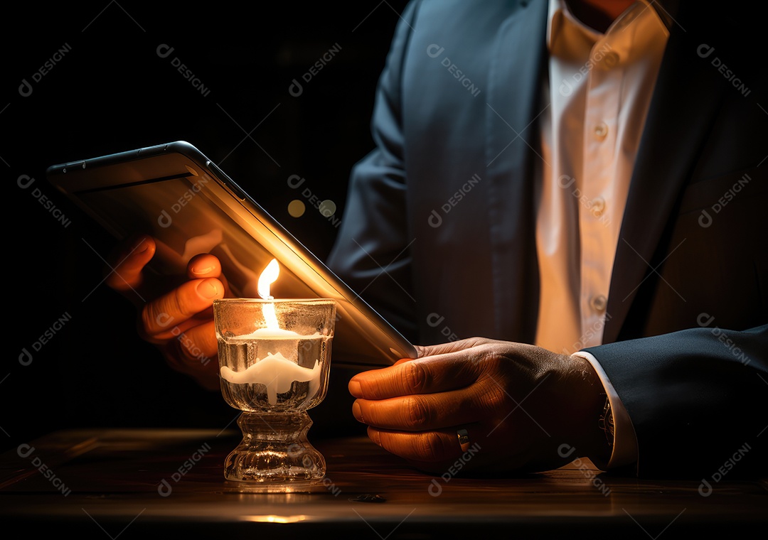 Mãos de empresario mexendo em seu notebook