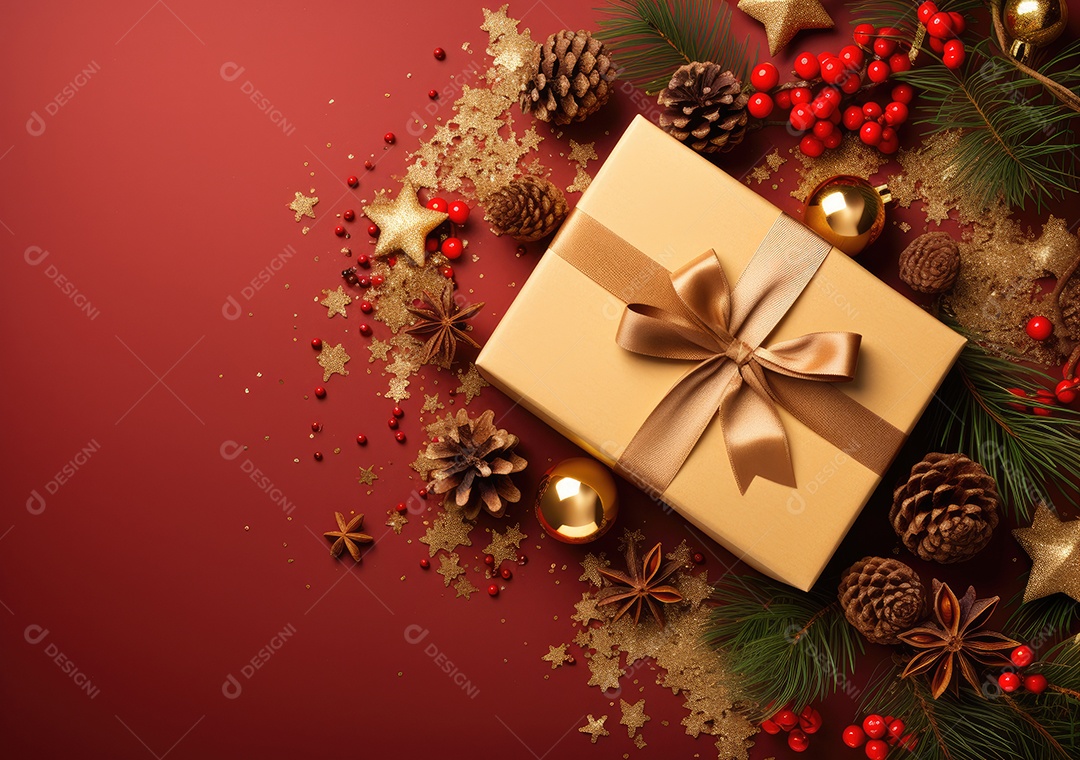 Fronteira de Natal e ano novo com ramos de abeto e decoração