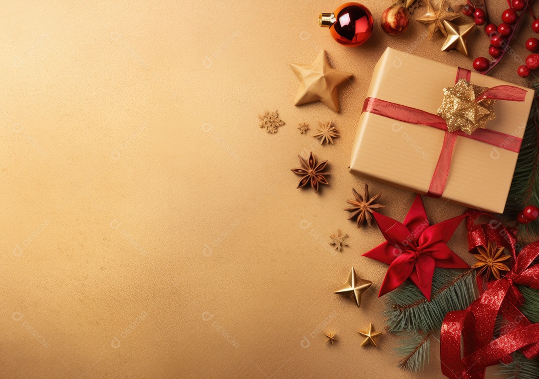 Fronteira de Natal e ano novo com ramos de abeto e decoração