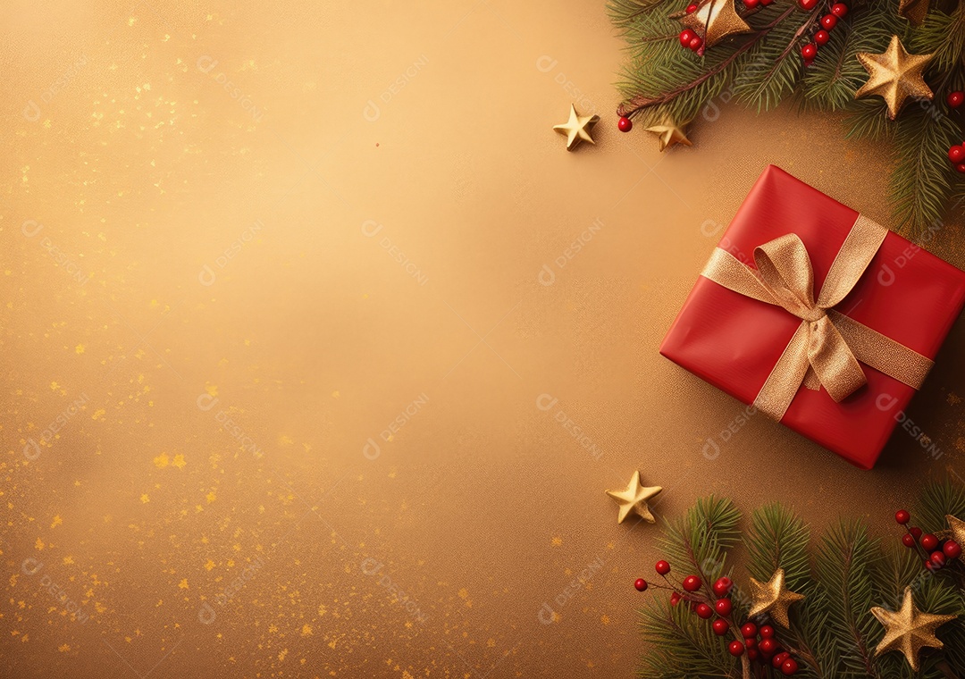 Fronteira de Natal e ano novo com ramos de abeto e decoração