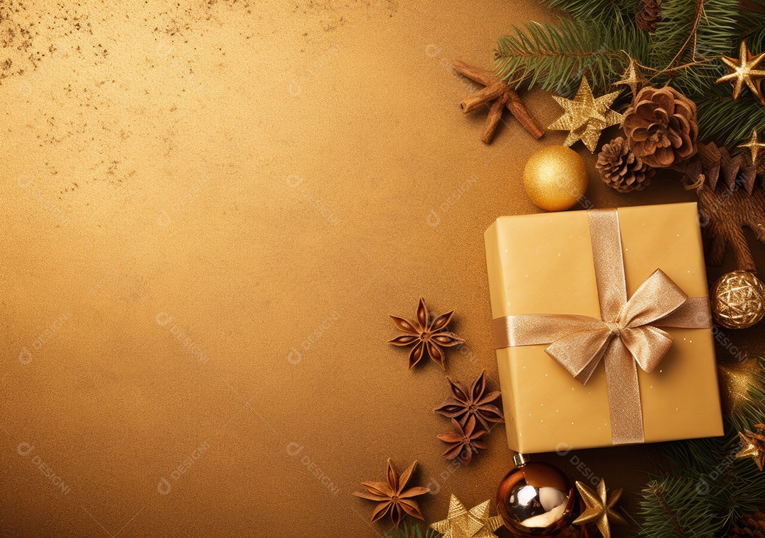 Fronteira de Natal e ano novo com ramos de abeto e decoração