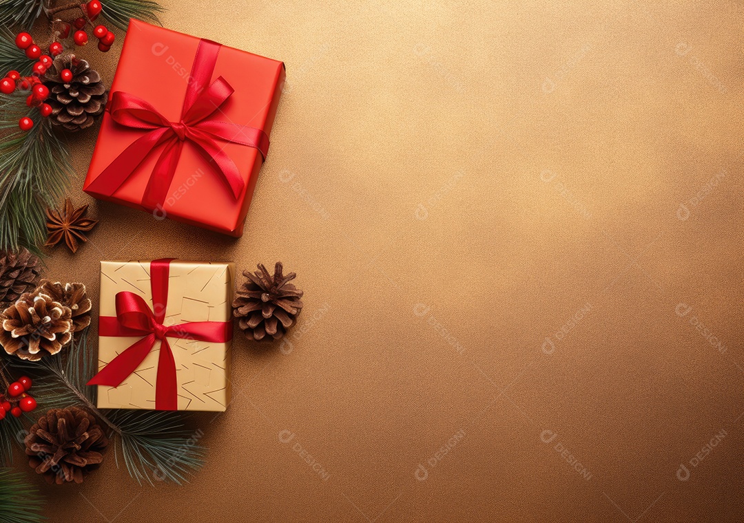 Fronteira de Natal e ano novo com ramos de abeto e decoração