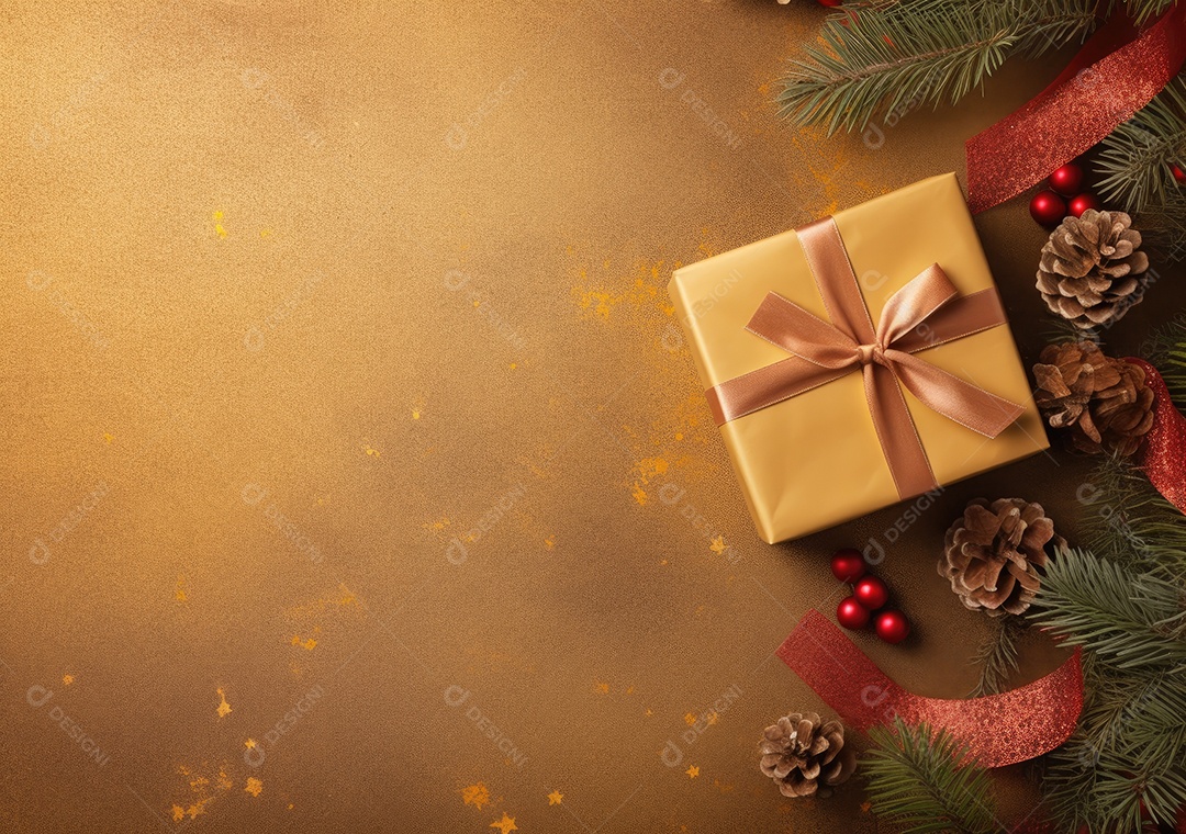 Fronteira de Natal e ano novo com ramos de abeto e decoração