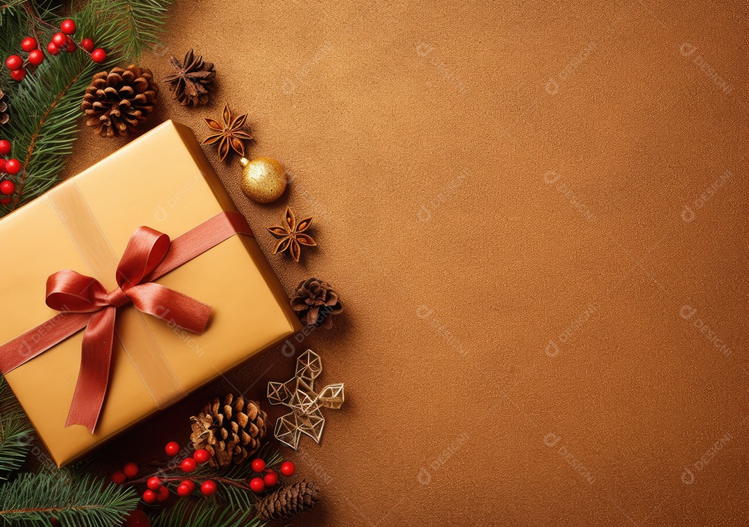 Fronteira de Natal e ano novo com ramos de abeto e decoração