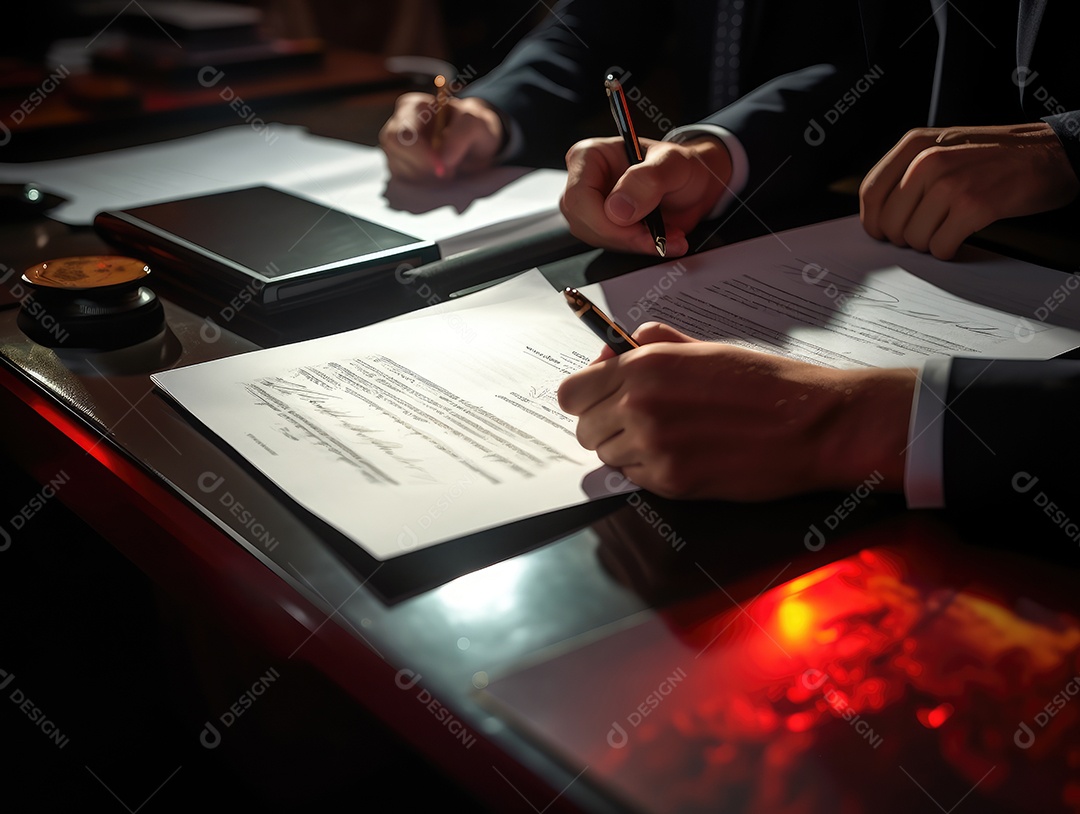 Mãos de empresários que trabalham com documentos, equipe de negócios