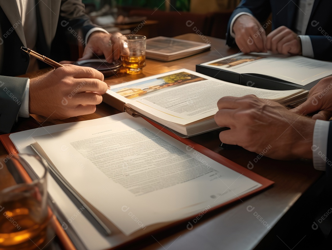 Mãos de empresários que trabalham com documentos, equipe de negócios