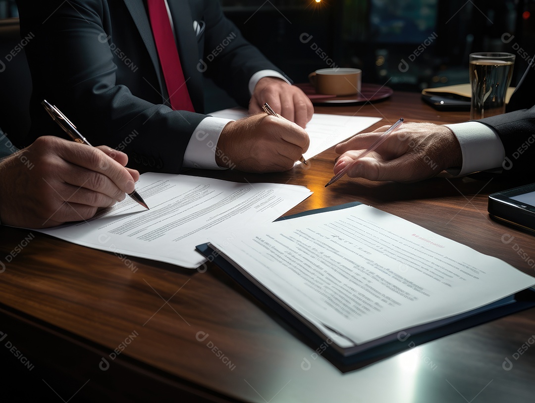 Mãos de empresários que trabalham com documentos, equipe de negócios