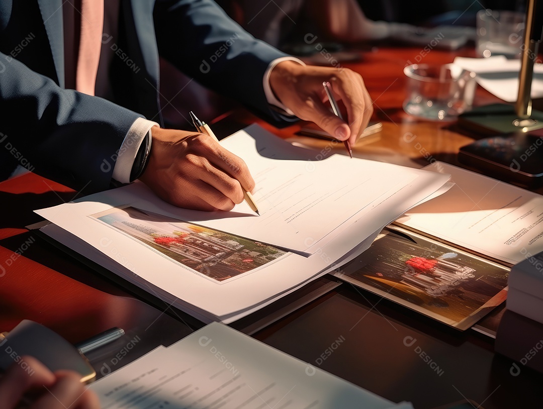 Mãos de empresários que trabalham com documentos, equipe de negócios