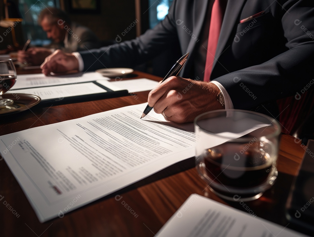 Mãos de empresários que trabalham com documentos, equipe de negócios