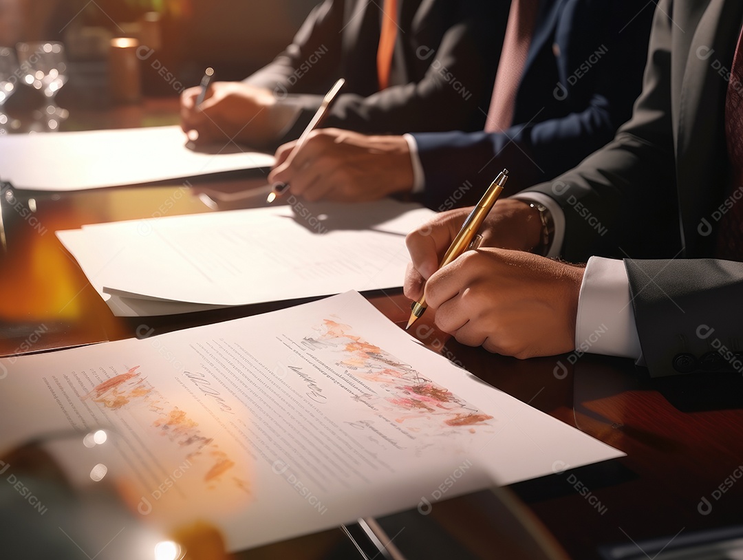 Mãos de empresários que trabalham com documentos, equipe de negócios