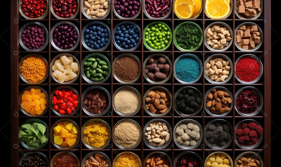 Conceito de alimentação saudável, variedade de frutas e legumes arco-íris.