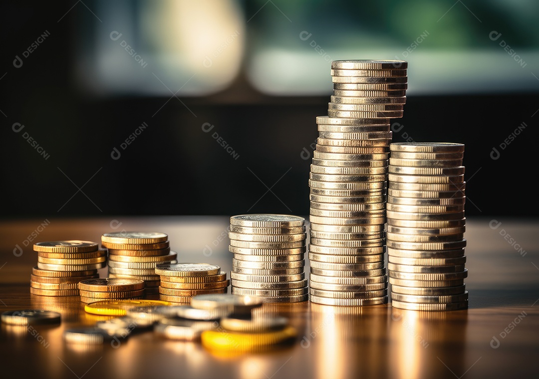 Pilha de moedas de prata e gráfico de dinheiro crescente em linhas. Conceito de renda, lucros, finanças, investimento, juros e poupança de dinheiro.