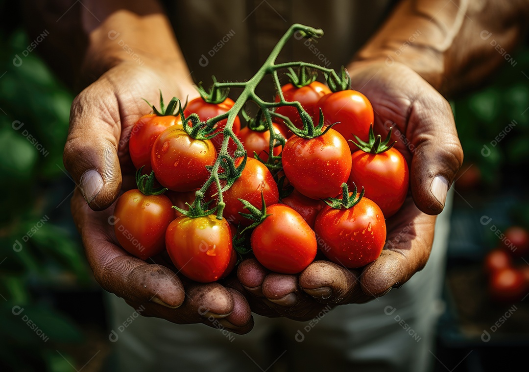 Mãos de pessoas segurando Verduras sobre uma caixa de madeira