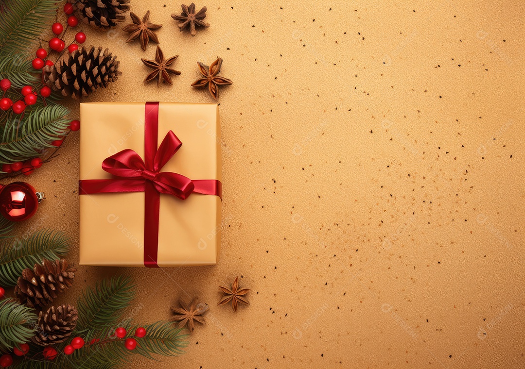 Fronteira de Natal e ano novo com ramos de abeto e decoração