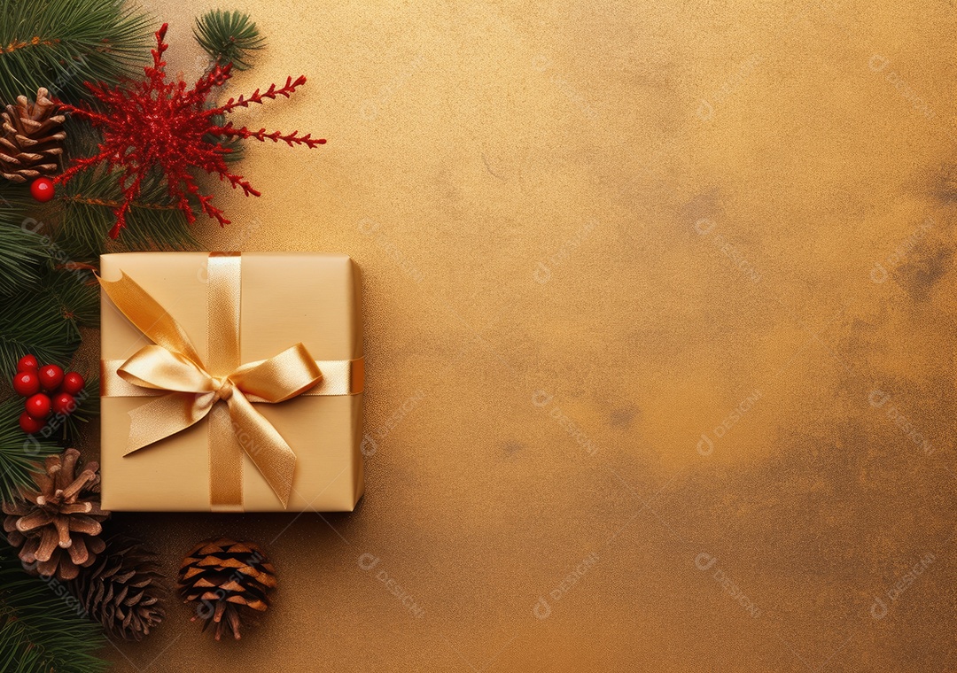 Fronteira de Natal e ano novo com ramos de abeto e decoração