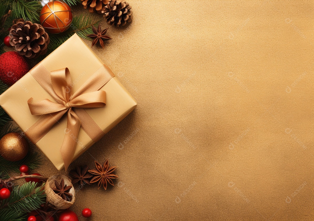 Fronteira de Natal e ano novo com ramos de abeto e decoração