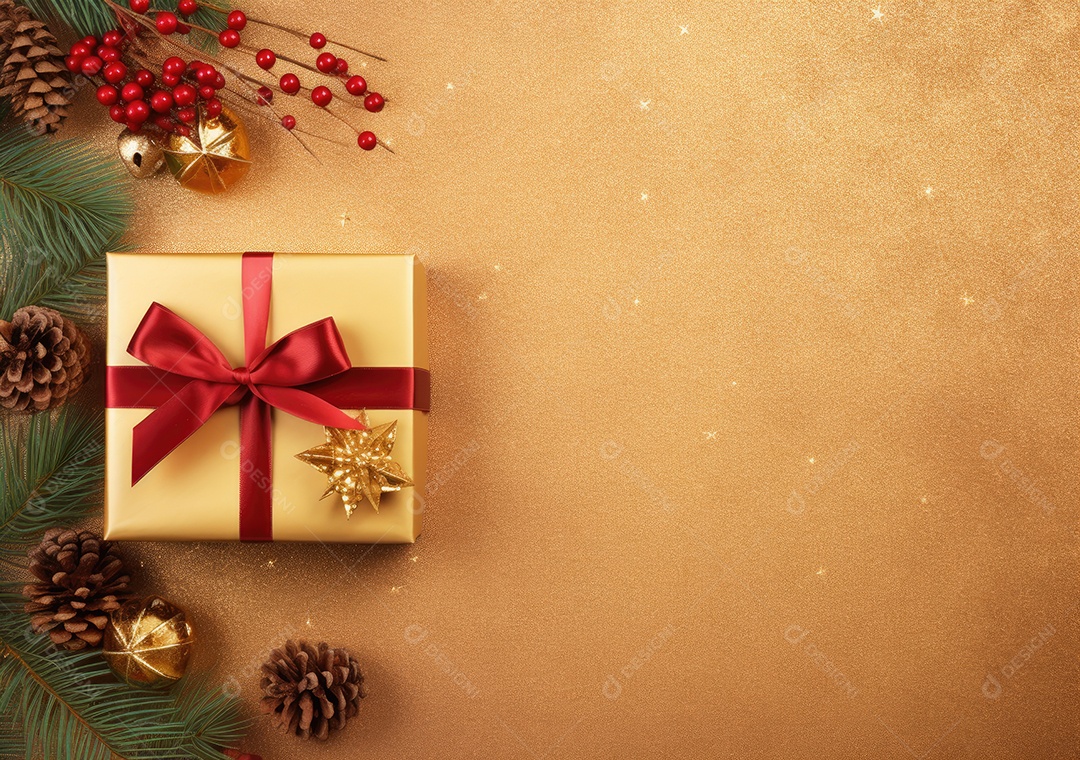 Fronteira de Natal e ano novo com ramos de abeto e decoração