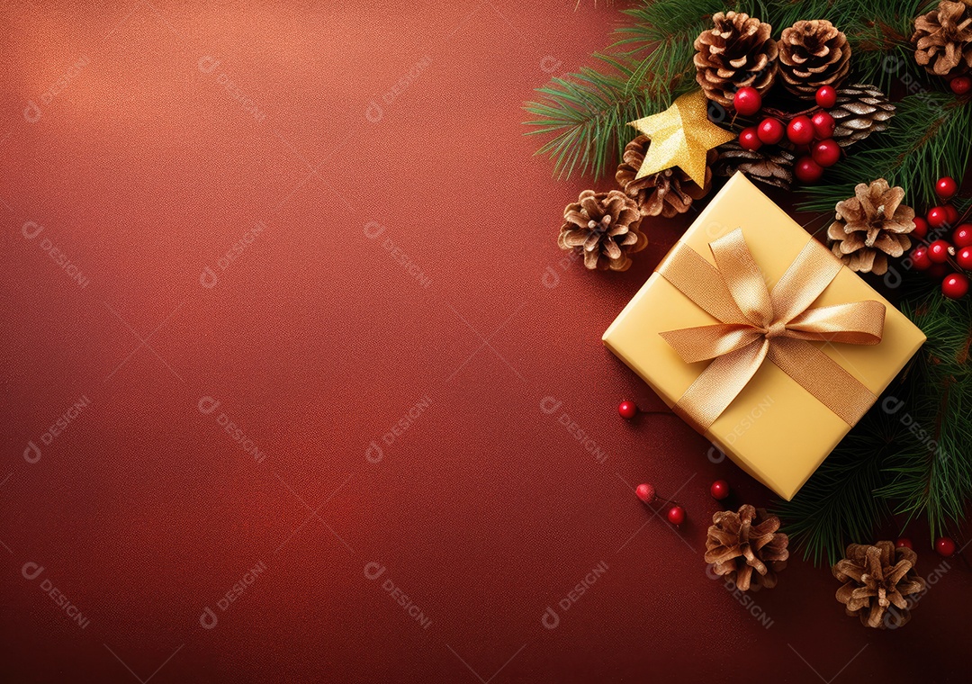 Fronteira de Natal e ano novo com ramos de abeto e decoração