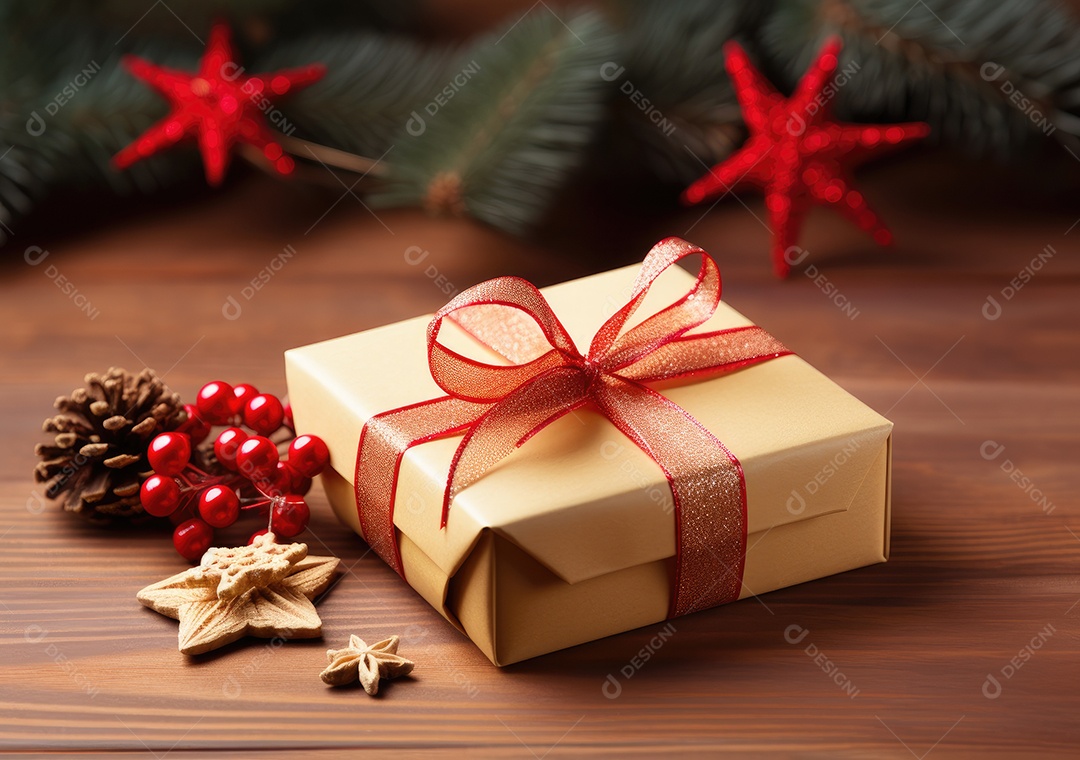 Fronteira de Natal e ano novo com ramos de abeto e decoração