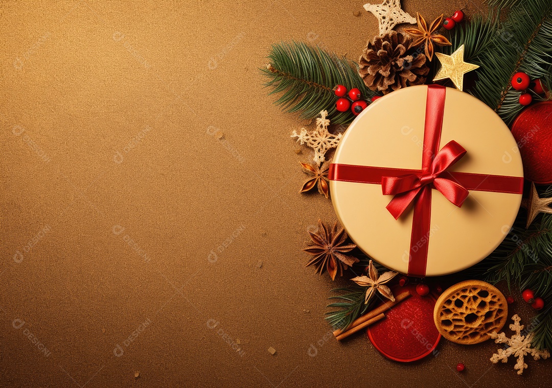 Fronteira de Natal e ano novo com ramos de abeto e decoração