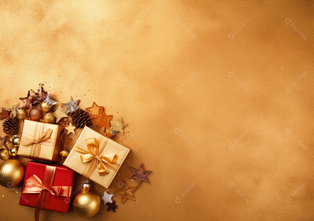 Fronteira de Natal e ano novo com ramos de abeto e decoração