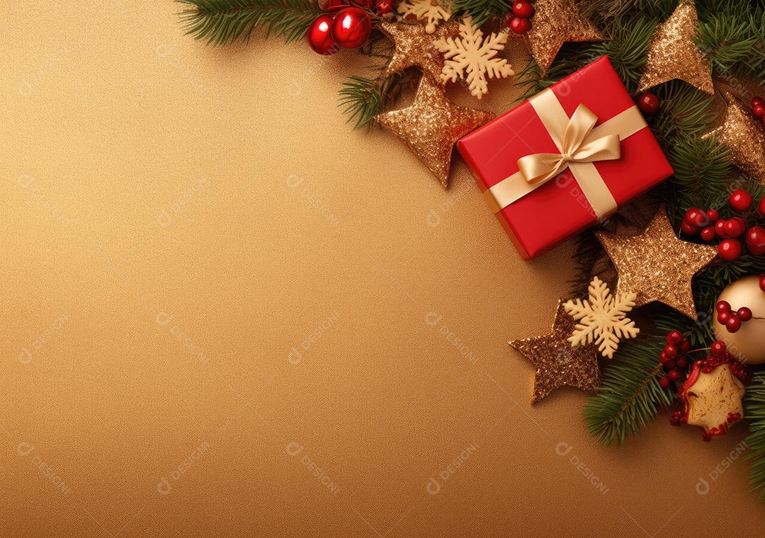 Fronteira de Natal e ano novo com ramos de abeto e decoração