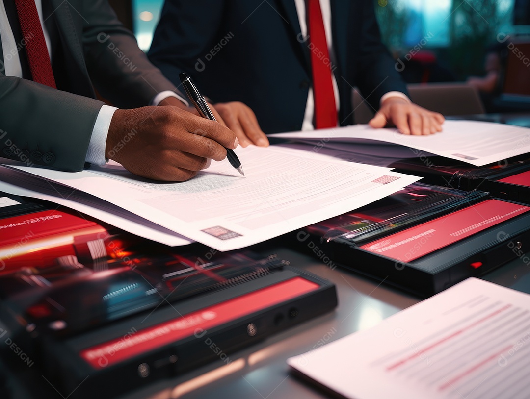 Mãos de empresários trabalhando com documentos, Equipe de empresários trabalhando juntos no escritório da sala de reuniões