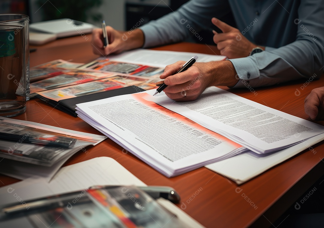 Mãos de empresários trabalhando com documentos, Equipe de empresários trabalhando juntos no escritório da sala de reuniões